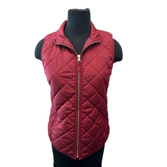 OLD NAVY | Red Burgundy Quilted Zip Puffer Vest | Size XS - Picture 2 of 6